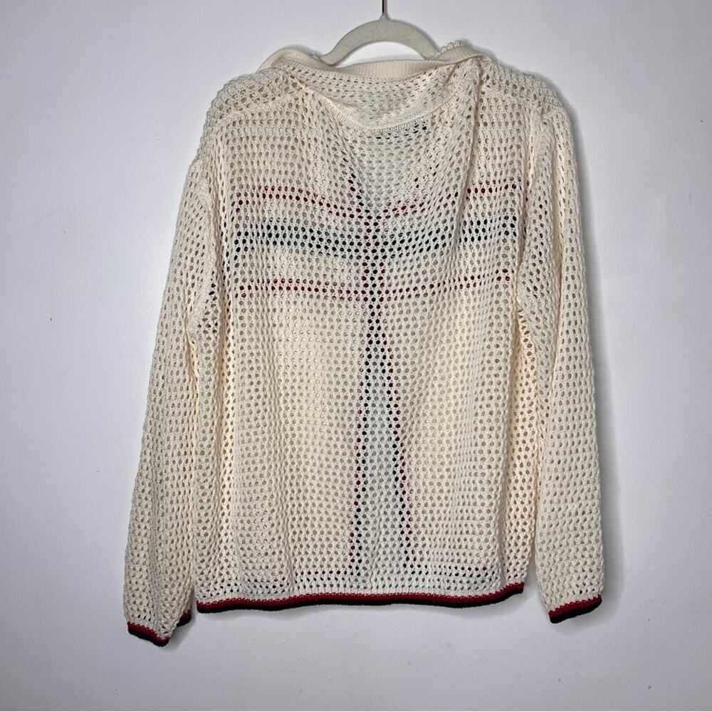 Grey Bandit Elegant Cream Cardigan with Red and Black Accents Size M - Picture 6 of 6